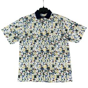 John Henry Linen‎ Golf Polo Shirt Mens Extra Large Button-up Resort Clubhouse